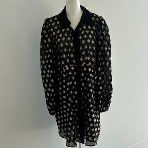 Zara Black Mini Dress with Gold Floral Print